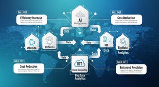 Infographic showing technology integration in an automated process