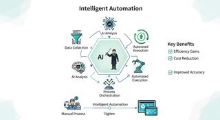 Infographic showing how intelligent automation works