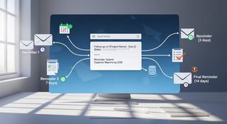 Representation of an automated email flow with reminders