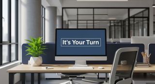 Photo of a company with the headline 'It’s your turn' inspiring action and change